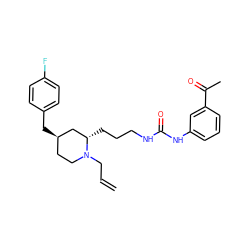 C=CCN1CC[C@@H](Cc2ccc(F)cc2)C[C@@H]1CCCNC(=O)Nc1cccc(C(C)=O)c1 ZINC000036093278