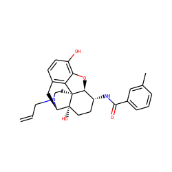 C=CCN1CC[C@]23c4c5ccc(O)c4O[C@H]2[C@H](NC(=O)c2cccc(C)c2)CC[C@@]3(O)[C@H]1C5 ZINC000095555382