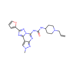 C=CCN1CCC(NC(=O)Nc2nc3nn(C)cc3c3nc(-c4ccco4)nn23)CC1 ZINC000084690604