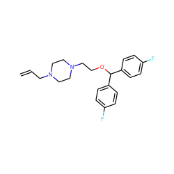 C=CCN1CCN(CCOC(c2ccc(F)cc2)c2ccc(F)cc2)CC1 ZINC000022927028