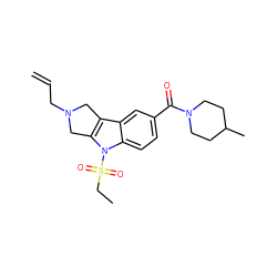 C=CCN1Cc2c(n(S(=O)(=O)CC)c3ccc(C(=O)N4CCC(C)CC4)cc23)C1 ZINC000028955361