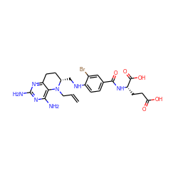 C=CCN1c2c(N)nc(N)nc2CC[C@@H]1CNc1ccc(C(=O)N[C@@H](CCC(=O)O)C(=O)O)cc1Br ZINC000044431214