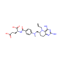 C=CCN1c2c(N)nc(N)nc2CC[C@H]1CN(C)c1ccc(C(=O)N[C@@H](CCC(=O)O)C(=O)O)cc1 ZINC000095576073