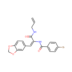 C=CCNC(=O)/C(=C\c1ccc2c(c1)OCO2)NC(=O)c1ccc(Br)cc1 ZINC000008665999