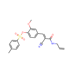 C=CCNC(=O)/C(C#N)=C/c1ccc(OS(=O)(=O)c2ccc(C)cc2)c(OC)c1 ZINC000003570499