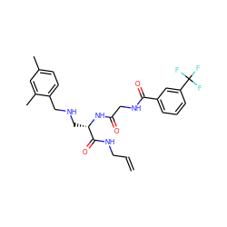 C=CCNC(=O)[C@H](CNCc1ccc(C)cc1C)NC(=O)CNC(=O)c1cccc(C(F)(F)F)c1 ZINC000028952376