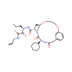 C=CCNC(=O)C(=O)[C@@H](CCC)NC(=O)[C@@H]1C[C@@H]2CN1C(=O)[C@H](C1CCCCC1)NC(=O)Cc1cccc(c1)OCCCO2 ZINC000010743351