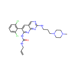 C=CCNC(=O)Nc1nc2nc(NCCCN3CCN(C)CC3)ncc2cc1-c1c(Cl)cccc1Cl ZINC000022941833