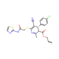 C=CCOC(=O)C1C(C)=NC(SCC(=O)Nc2nccs2)=C(C#N)[C@@H]1c1ccc(Cl)cc1 ZINC000017526776