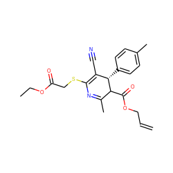 C=CCOC(=O)C1C(C)=NC(SCC(=O)OCC)=C(C#N)[C@@H]1c1ccc(C)cc1 ZINC000017511182