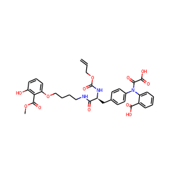 C=CCOC(=O)N[C@@H](Cc1ccc(N(C(=O)C(=O)O)c2ccccc2C(=O)O)cc1)C(=O)NCCCCOc1cccc(O)c1C(=O)OC ZINC000027090034