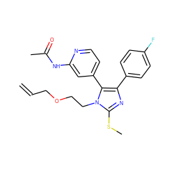 C=CCOCCn1c(SC)nc(-c2ccc(F)cc2)c1-c1ccnc(NC(C)=O)c1 ZINC000013586228