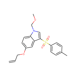 C=CCOc1ccc2c(c1)c(S(=O)(=O)c1ccc(C)cc1)cn2COC ZINC000003199876