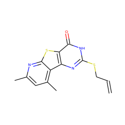 C=CCSc1nc2c(sc3nc(C)cc(C)c32)c(=O)[nH]1 ZINC000008577877