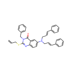 C=CCSc1nc2ccc(N(C/C=C/c3ccccc3)C/C=C/c3ccccc3)cc2c(=O)n1Cc1ccccc1 ZINC000049781360