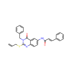 C=CCSc1nc2ccc(NC(=O)/C=C/c3ccccc3)cc2c(=O)n1Cc1ccccc1 ZINC000049070683