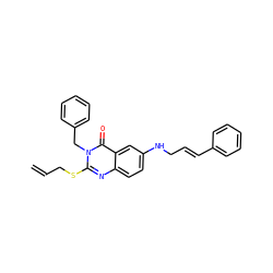 C=CCSc1nc2ccc(NC/C=C/c3ccccc3)cc2c(=O)n1Cc1ccccc1 ZINC000049109386