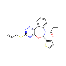 C=CCSc1nnc2c(n1)O[C@@H](c1cccs1)N(C(=O)CC)c1ccccc1-2 ZINC000003637600