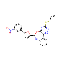 C=CCSc1nnc2c(n1)O[C@H](c1ccc(-c3cccc([N+](=O)[O-])c3)o1)Nc1ccccc1-2 ZINC000002073775