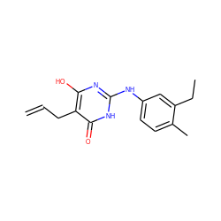 C=CCc1c(O)nc(Nc2ccc(C)c(CC)c2)[nH]c1=O ZINC000028568660