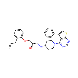 C=CCc1ccccc1OC[C@H](O)CNC1CCN(c2ncnc3scc(-c4ccccc4)c23)CC1 ZINC000064539774
