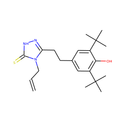 C=CCn1c(CCc2cc(C(C)(C)C)c(O)c(C(C)(C)C)c2)n[nH]c1=S ZINC000005831494