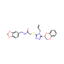 C=CCn1c(SCC(=O)NCc2ccc3c(c2)OCO3)nnc1[C@H]1COc2ccccc2O1 ZINC000003363048