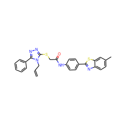 C=CCn1c(SCC(=O)Nc2ccc(-c3nc4ccc(C)cc4s3)cc2)nnc1-c1ccccc1 ZINC000002088584