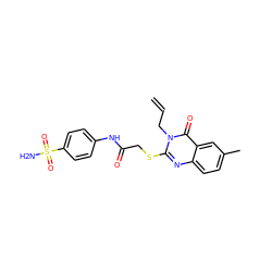 C=CCn1c(SCC(=O)Nc2ccc(S(N)(=O)=O)cc2)nc2ccc(C)cc2c1=O ZINC000299826771