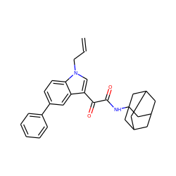 C=CCn1cc(C(=O)C(=O)NC23CC4CC(CC(C4)C2)C3)c2cc(-c3ccccc3)ccc21 ZINC000084739552