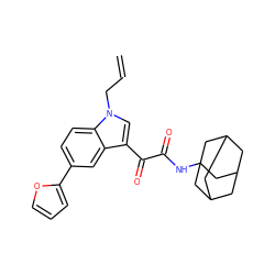 C=CCn1cc(C(=O)C(=O)NC23CC4CC(CC(C4)C2)C3)c2cc(-c3ccco3)ccc21 ZINC000084739550