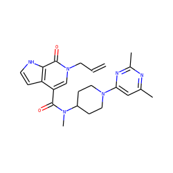 C=CCn1cc(C(=O)N(C)C2CCN(c3cc(C)nc(C)n3)CC2)c2cc[nH]c2c1=O ZINC001772655437