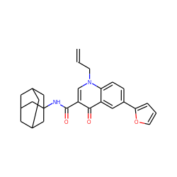 C=CCn1cc(C(=O)NC23CC4CC(CC(C4)C2)C3)c(=O)c2cc(-c3ccco3)ccc21 ZINC000058569103