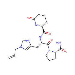 C=CCn1cnc(C[C@H](NC(=O)[C@@H]2CCCC(=O)N2)C(=O)N2CCC[C@H]2C(N)=O)c1 ZINC000028639562