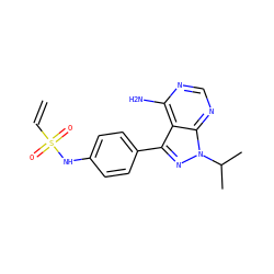 C=CS(=O)(=O)Nc1ccc(-c2nn(C(C)C)c3ncnc(N)c23)cc1 ZINC000148265898