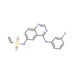 C=CS(=O)(=O)Nc1ccc2ncnc(Nc3cccc(Br)c3)c2c1 ZINC000013861835