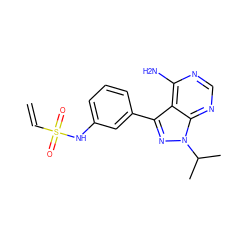 C=CS(=O)(=O)Nc1cccc(-c2nn(C(C)C)c3ncnc(N)c23)c1 ZINC000148451090