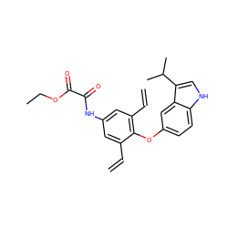 C=Cc1cc(NC(=O)C(=O)OCC)cc(C=C)c1Oc1ccc2[nH]cc(C(C)C)c2c1 ZINC000028350486