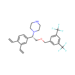 C=Cc1ccc([C@@H](COCc2cc(C(F)(F)F)cc(C(F)(F)F)c2)N2CCNCC2)cc1C=C ZINC000027437952