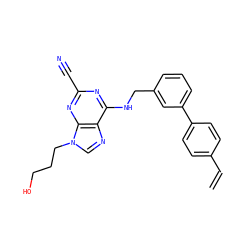 C=Cc1ccc(-c2cccc(CNc3nc(C#N)nc4c3ncn4CCCO)c2)cc1 ZINC000040431130