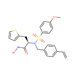 C=Cc1ccc(CN([C@H](Cc2cccs2)C(=O)NO)S(=O)(=O)c2ccc(OC)cc2)cc1 ZINC000013440853