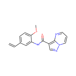 C=Cc1ccc(OC)c(NC(=O)c2cnn3cccnc23)c1 ZINC000113654373
