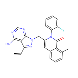 C=Cc1nn(Cc2cc3cccc(C)c3c(=O)n2-c2ccccc2F)c2ncnc(N)c12 ZINC000088345757