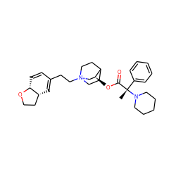 C[C@@](C(=O)O[C@H]1C[N+]2(CCC3=C[C@@H]4CCO[C@@H]4C=C3)CCC1CC2)(c1ccccc1)N1CCCCC1 ZINC000073161782