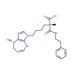 C[C@@](CCCCn1cnc2c1NC=NC[C@@H]2O)(C(=O)O)C(=O)NCCc1ccccc1 ZINC000013807812