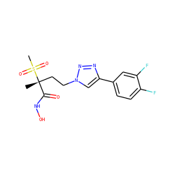 C[C@@](CCn1cc(-c2ccc(F)c(F)c2)nn1)(C(=O)NO)S(C)(=O)=O ZINC000095554747