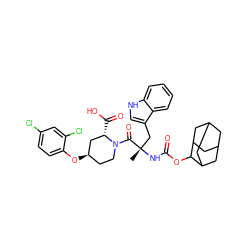 C[C@@](Cc1c[nH]c2ccccc12)(NC(=O)OC1C2CC3CC(C2)CC1C3)C(=O)N1CC[C@@H](Oc2ccc(Cl)cc2Cl)C[C@@H]1C(=O)O ZINC000095614432