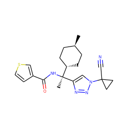 C[C@@](NC(=O)c1ccsc1)(c1cn(C2(C#N)CC2)nn1)[C@H]1CC[C@H](C)CC1 ZINC000254086144