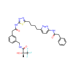 C[C@@](O)(C(=O)NCc1cccc(CC(=O)Nc2nnc(CCCCc3ccc(NC(=O)Cc4ccccc4)nn3)s2)c1)C(F)(F)F ZINC000223711647