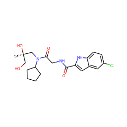 C[C@@](O)(CO)CN(C(=O)CNC(=O)c1cc2cc(Cl)ccc2[nH]1)C1CCCC1 ZINC000028129852